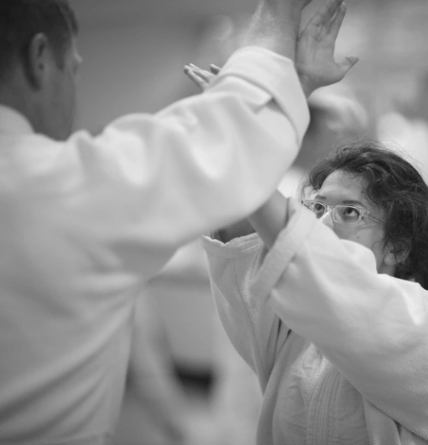 Instructor training an adult student in karate forms at O.G.K.S India in Worli, Mumbai