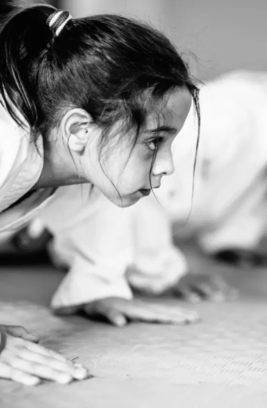 Kids performing push-ups during a karate class at O.G.K.S India in Worli, Mumbai